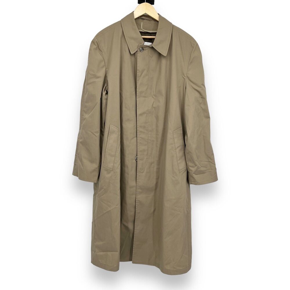 London Fog Lined Long Line Khaki Trench Coat Men's 44 Long